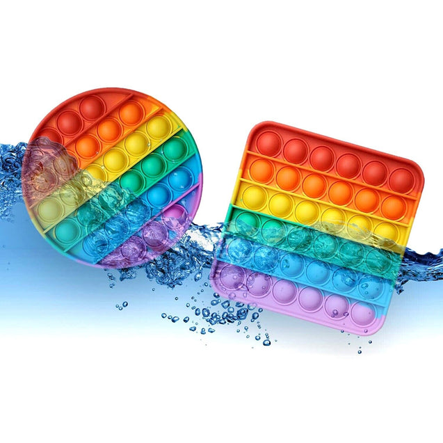 4 PACK Rainbow Popit Fidget it Pop Toy Push Bubble Sensory Set Stress Relief
