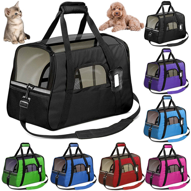 Pet Dog /Small Cat Carrier Soft Sided Comfort Bag Travel Case Airline Approved