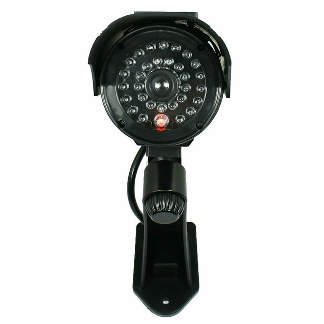 4X Solar Powered Dummy Surveillance Security Camera CCTV LED Record Light -Black