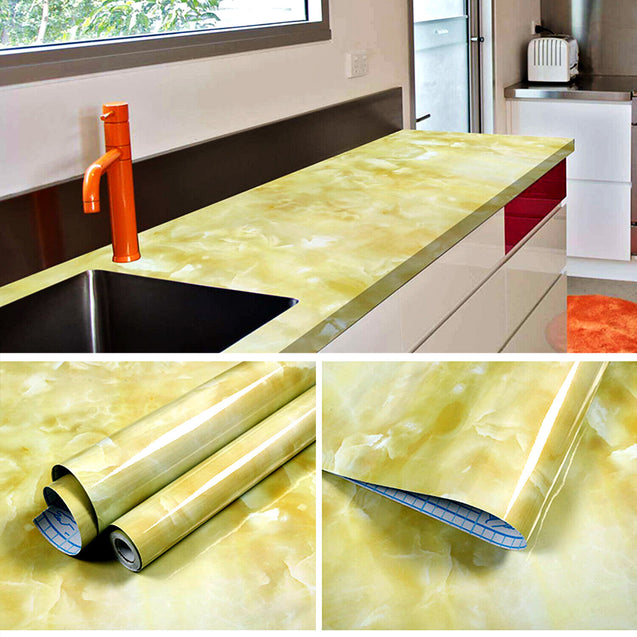 Self Adhesive Peel & Stick Wallpaper Marble PVC Kitchen Countertop 9.84ftx1.97ft
