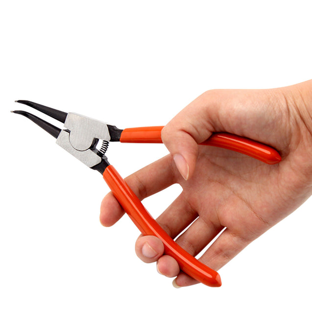 4 PCS Heavy Duty 7" Circlip Plier Snap Ring Plier External Internal Kit w/ Pouch