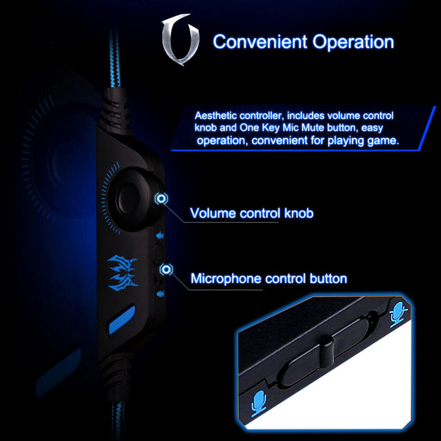 3.5mm Gaming Headset MIC LED Headphones Surround for PS4 Xbox One X 360 E PC