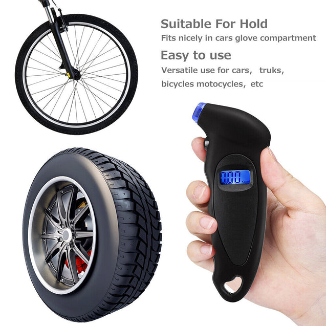 Digital Tire Pressure Guage Car Bike Truck Auto LCD Meter Tester Gauge Black