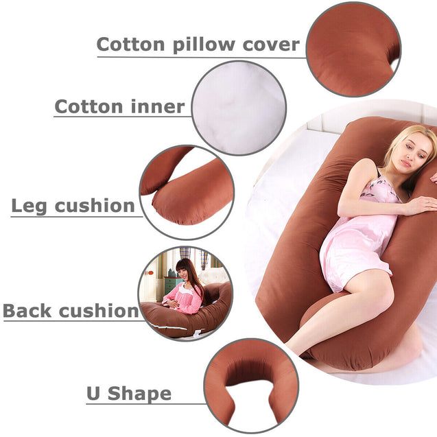 Large U Shaped Contoured Body Pregnancy Nursing Maternity Pillow Cozy Comfort