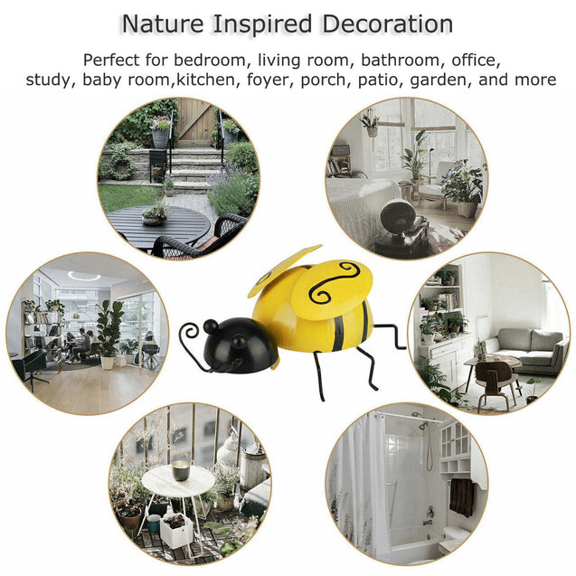 Decorative Metal Bumble Bee Garden Accents - Lawn Ornaments - Set of 4