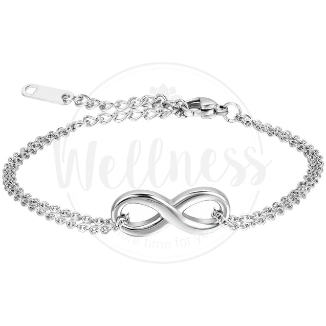 Men Women Polished Charm Infinity Love Symbol Stainless Steel Chain Bracelet