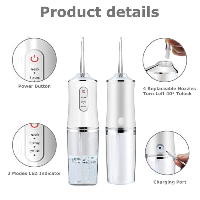 Cordless Water Flosser Dental Oral Irrigator Travel Teeth Cleaner Floss Pick