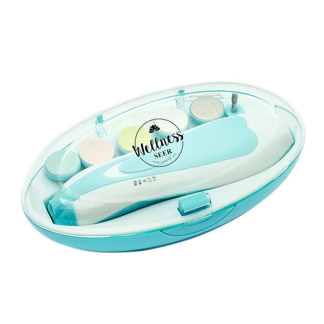Electric Baby Nail File Trimmer/Manicure Toddler Toes Trim Nails Polish Set Blue