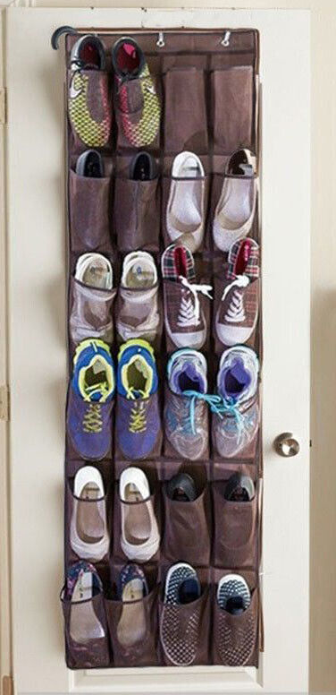 24 Pocket Shoe Door Hanging Organizer Storage Rack Bag Closet Holder Door
