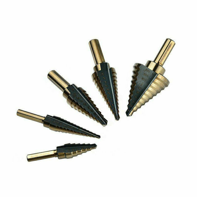 5X HSS Cobalt Multiple Hole Cut 50 Sizes Step Drill Bit Set Kit w/ Aluminum Case