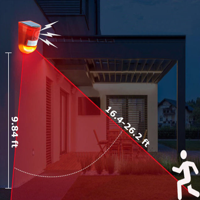 Solar Alarm LED Light Solar Strobe Light Wireless Motion Sensor Detector Outdoor