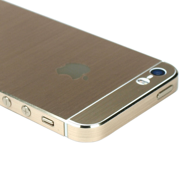 Gold Full Body Wrap Decal Skin Sticker + Stylus + Clear Cover for iPhone 5 5S