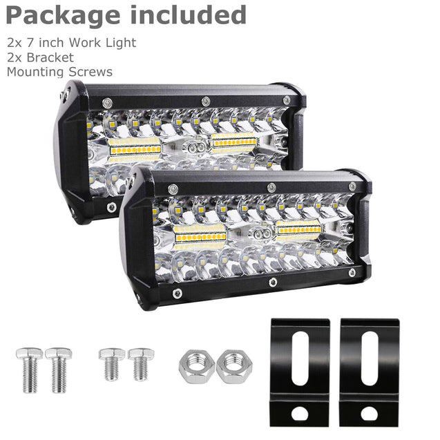 2x 7inch 800W LED Work Light Bar Flood Spot Combo Fog Lamp Offroad Driving Truck