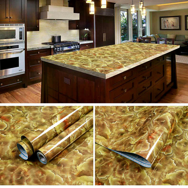 Self Adhesive Peel & Stick Wallpaper Marble PVC Kitchen Countertop 9.84ftx1.97ft