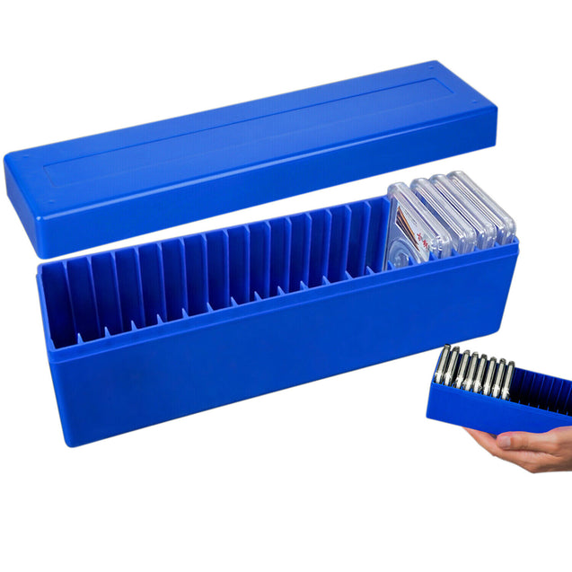 Storage Box Plastic Case for 20 Certified PCGS NGC Slabs Coin Holders Blue NEW