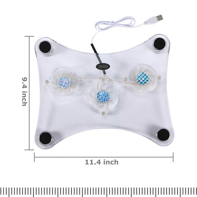3 Fans USB Cooler Cooling Pad Stand LED Light Radiator for Laptop PC Notebook