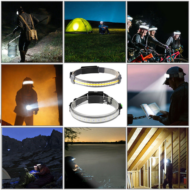 Battery LED Headlamp Headlights Torch Flashlight Work Light Bar Head Band Lamp