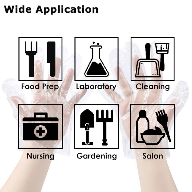 200/500/1000 Plastic Gloves Disposable Premium Polythene Catering Food Mechanics