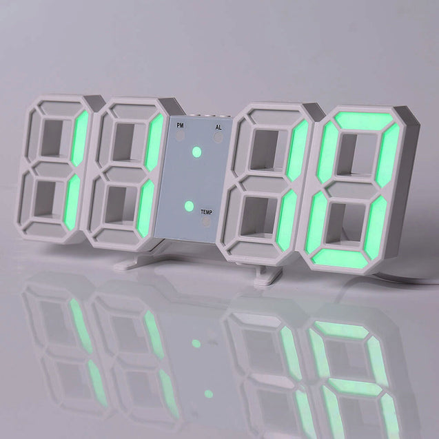 Digital 3D LED Big Wall Desk Alarm Clock Snooze 12/24 Hours Auto Brightness USB
