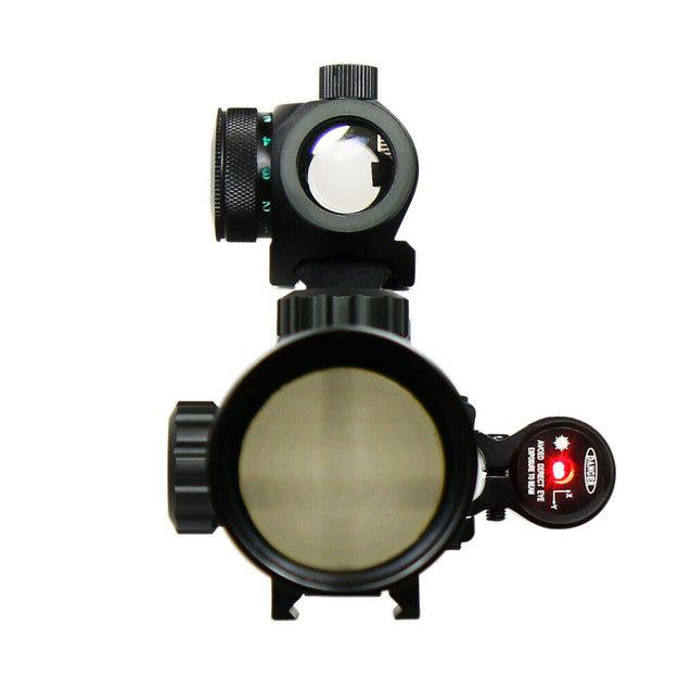 3-9X40 Illuminated Rifle Scope with Red Laser & 5 MOA Dot Sight