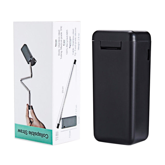 Pack of 2 ECO Friendly Reusable Collapsible Straws Stainless Steel Portable Case