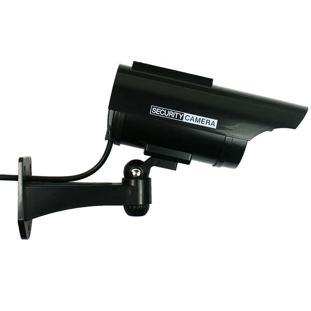 Pack of 2 Solar Powered Dummy Security Camera CCTV with LED Record Light - Black