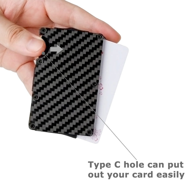 Men's RFID Blocking Slim Money Clip Carbon Fiber Wallet ID Credit Card Holder