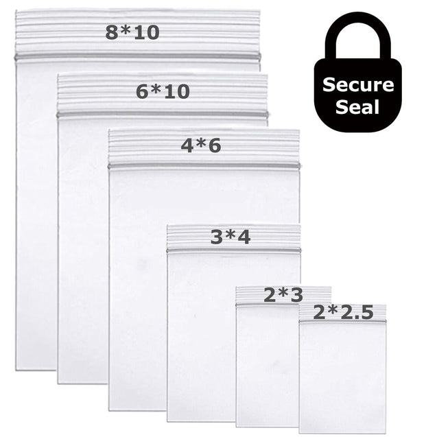 Clear Resealable Bag Plastic Zip Seal Bags Poly Zipper 2.07mil / 2.26mil