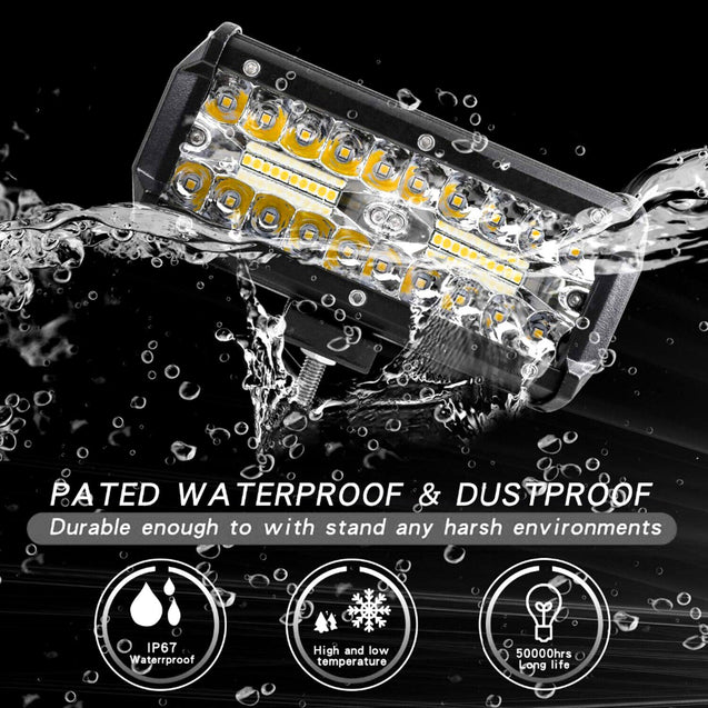 2x 7inch 800W LED Work Light Bar Flood Spot Combo Fog Lamp Offroad Driving Truck