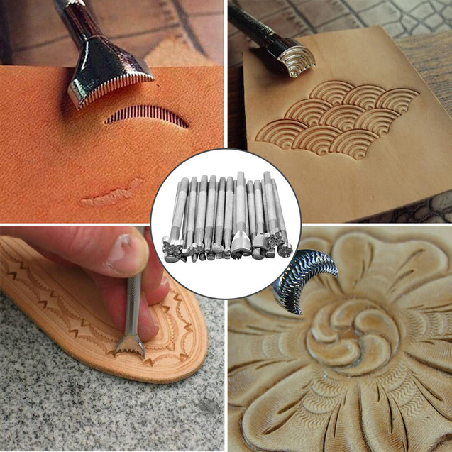 20PCS Leather Tools Working Saddle Making Set Carving Craft Stamps Punch DIY