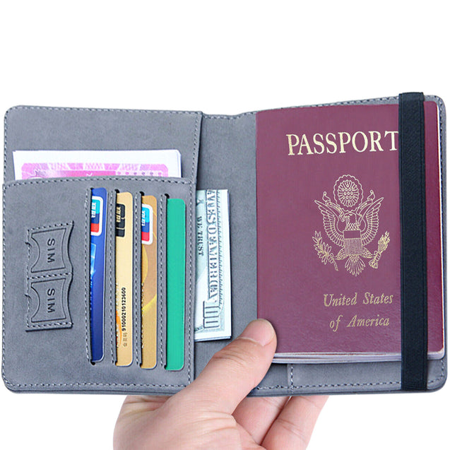 Slim PU Leather Travel Passport Wallet Holder RFID Blocking ID Card Case Cover