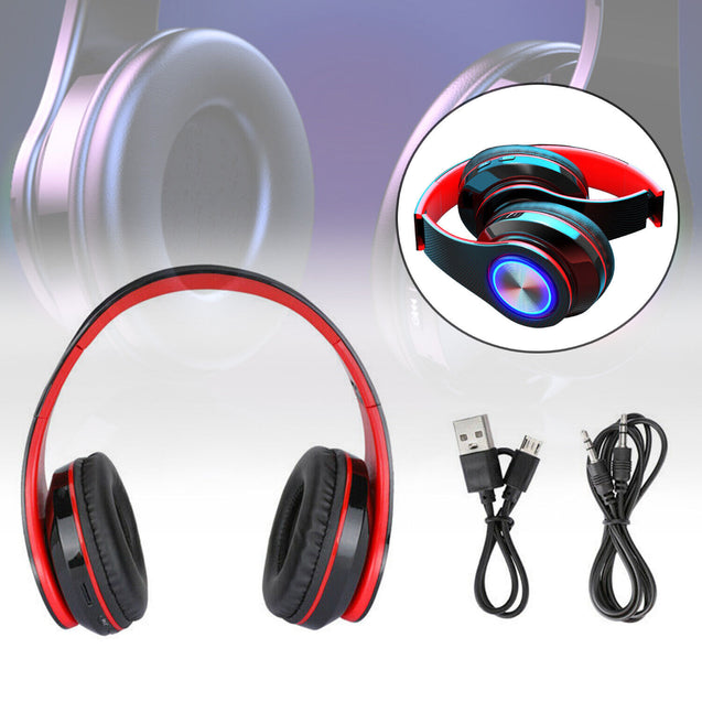 Wireless Bluetooth Headphones Super Bass Foldable Stereo Earphones Headsets Mic