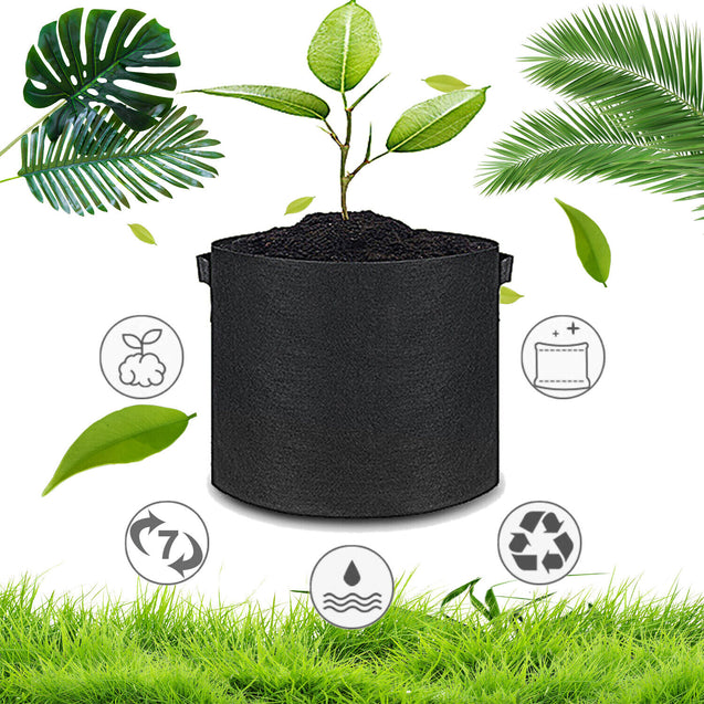 6 Pk Grow Bags Plant Fabric Pot Nursery Soil Bag with Handles Thickened Nonwoven