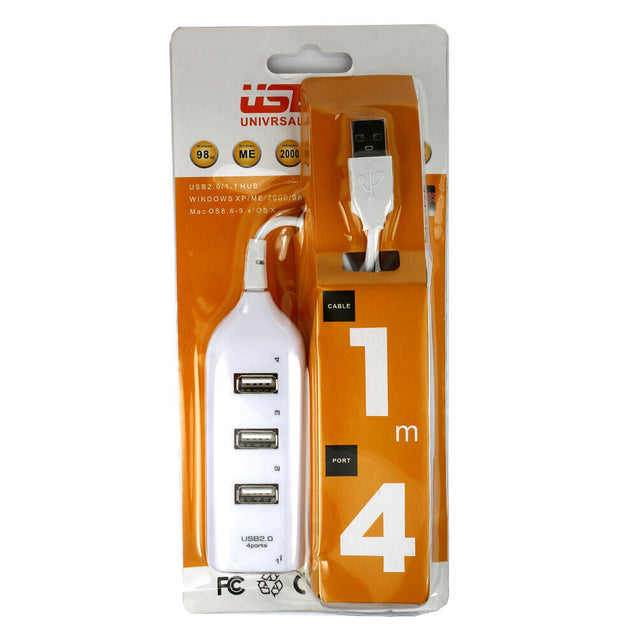USB 2.0 Hi-Speed 4 Port Multi Hub Expansion Splitter For PC Laptop Notebook