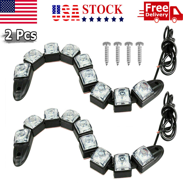 2PCS Navigation 9 LED Marine Bow Boat 12V Yacht Pontoon Bright Lights White
