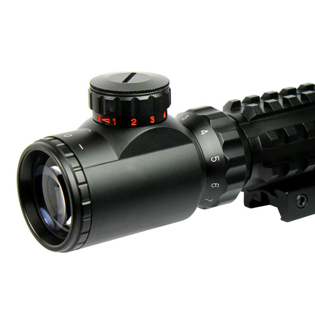 3-9x40 Tactical Rifle Scope Red & Green illuminated Optical Gun Scope with Rails