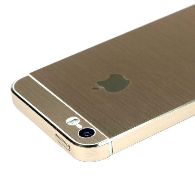 Gold Full Body Wrap Decal Skin Sticker + Stylus + Clear Cover for iPhone 5 5S