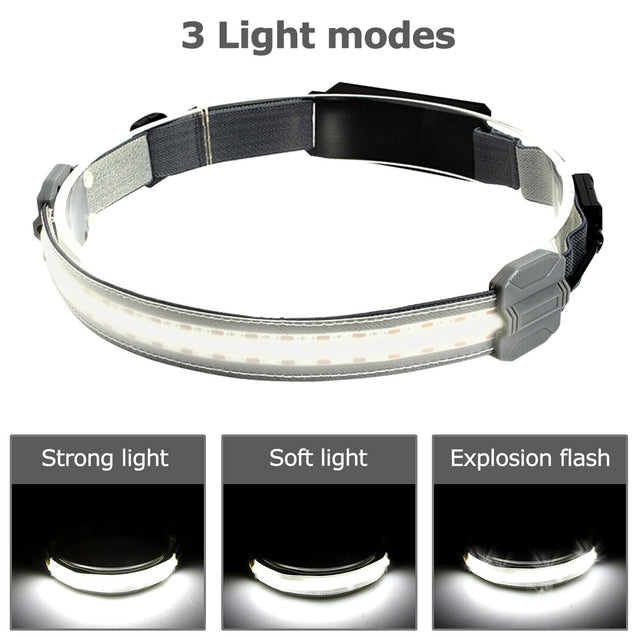 Battery LED Headlamp Headlights Torch Flashlight Work Light Bar Head Band Lamp