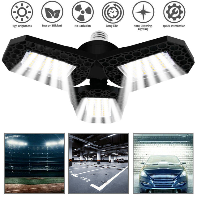 Super Bright 60W/80W 8000LM Deformable LED Garage Light Shop Ceiling Lights Bulb