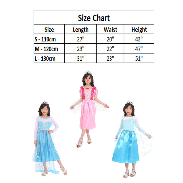 Girl Costume Dress Frozen Anna Elsa Cosplay Skirt Performance Party Halloween