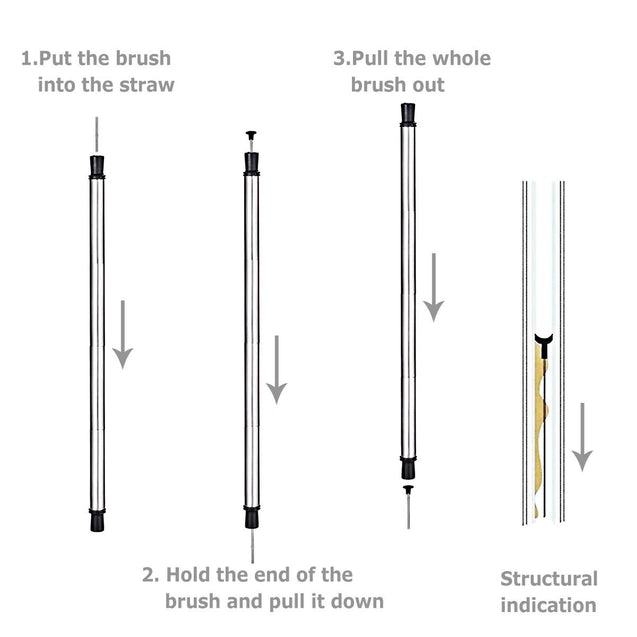 Pack of 2 ECO Friendly Reusable Collapsible Straws Stainless Steel Portable Case