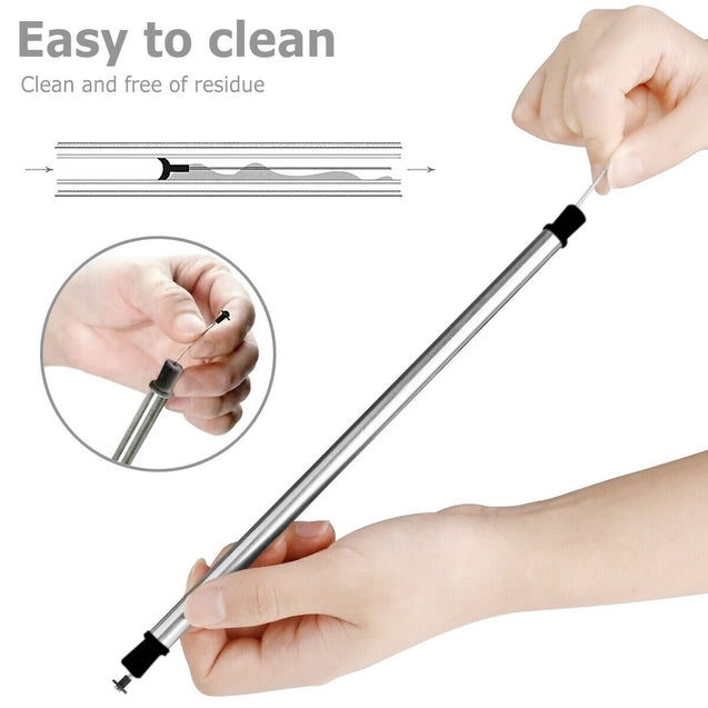 Pack of 2 ECO Friendly Reusable Collapsible Straws Stainless Steel Portable Case