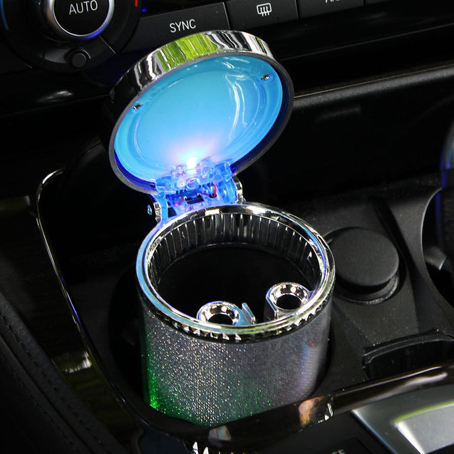 Portable Car Travel Cylinder Ashtray Holder Cup - Colorful LED Light