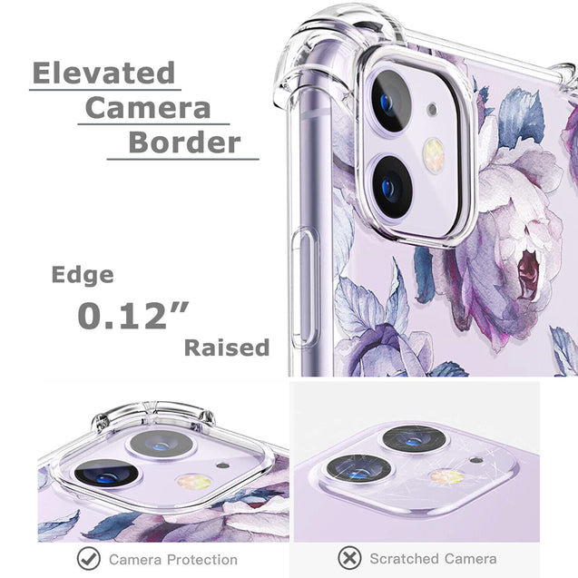 iPhone 11 Case Clear Flower Design Soft Flexible TPU Ultra Thin Shockproof