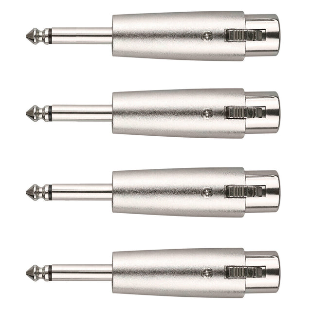 3Pin XLR Female to 1/4" 6.35mm Mono Male Plug Audio Cable Mic Adapter 4 Pack