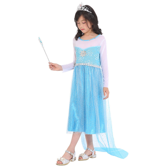 Girl Costume Dress Frozen Anna Elsa Cosplay Skirt Performance Party Halloween