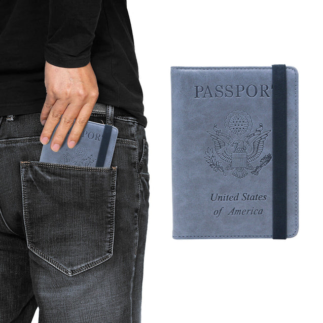 Slim PU Leather Travel Passport Wallet Holder RFID Blocking ID Card Case Cover