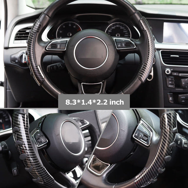 2PC Car Steering Wheel Booster Non-Slip Carbon Fiber Cover Universal Accessories