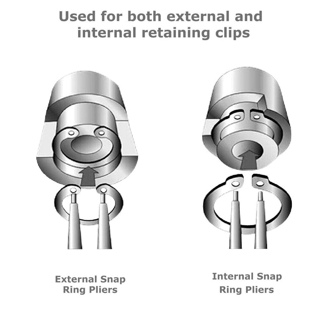 4 PCS Heavy Duty 7" Circlip Plier Snap Ring Plier External Internal Kit w/ Pouch