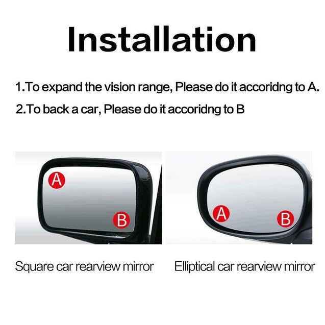 2PCS Side Rear View Blind Spot Mirror HD Universal Auto 360° Wide Angle Convex